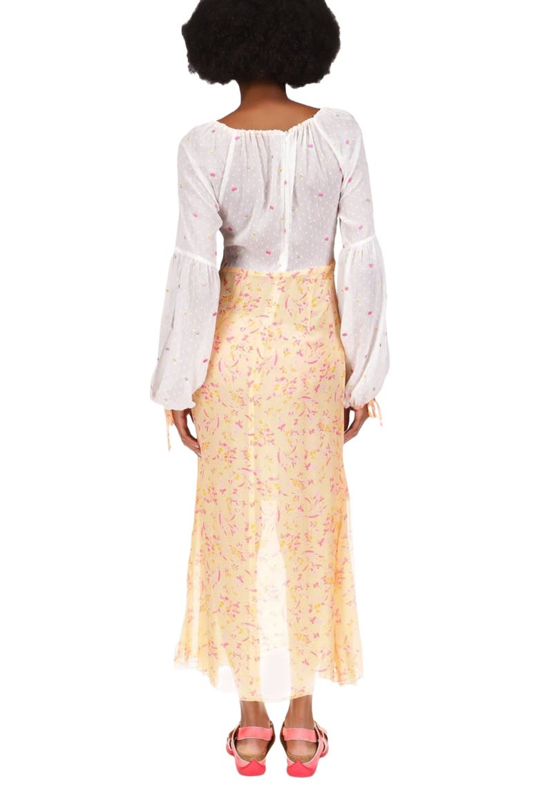 Floral Swiss Dot & Arcadia Blossom Princess Dress, Alternate, color, Cantaloupe Multi
