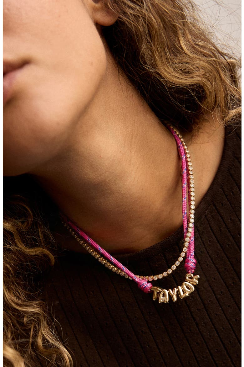 Bubble Letter Custom Paracord Necklace, Alternate, color, PINK
