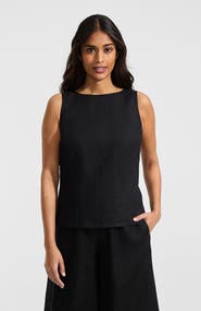 Lands' End Linen Sleeveless Peplum Top