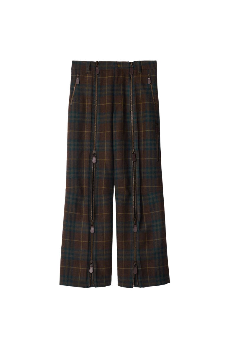 Burberry Check Wool Zip Trousers, Alternate, color, 