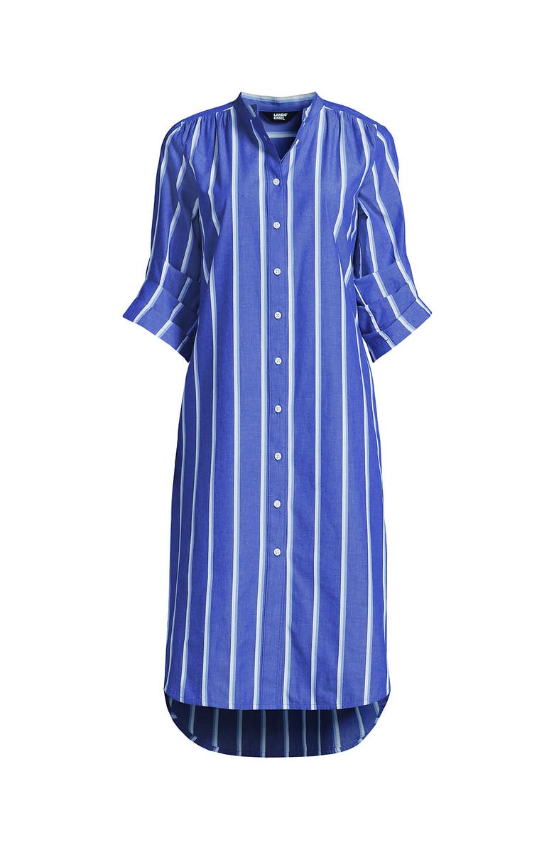 Lands' End Poplin Oversized Puff Sleeve Midi Shirt Dress, Alternate, color, 