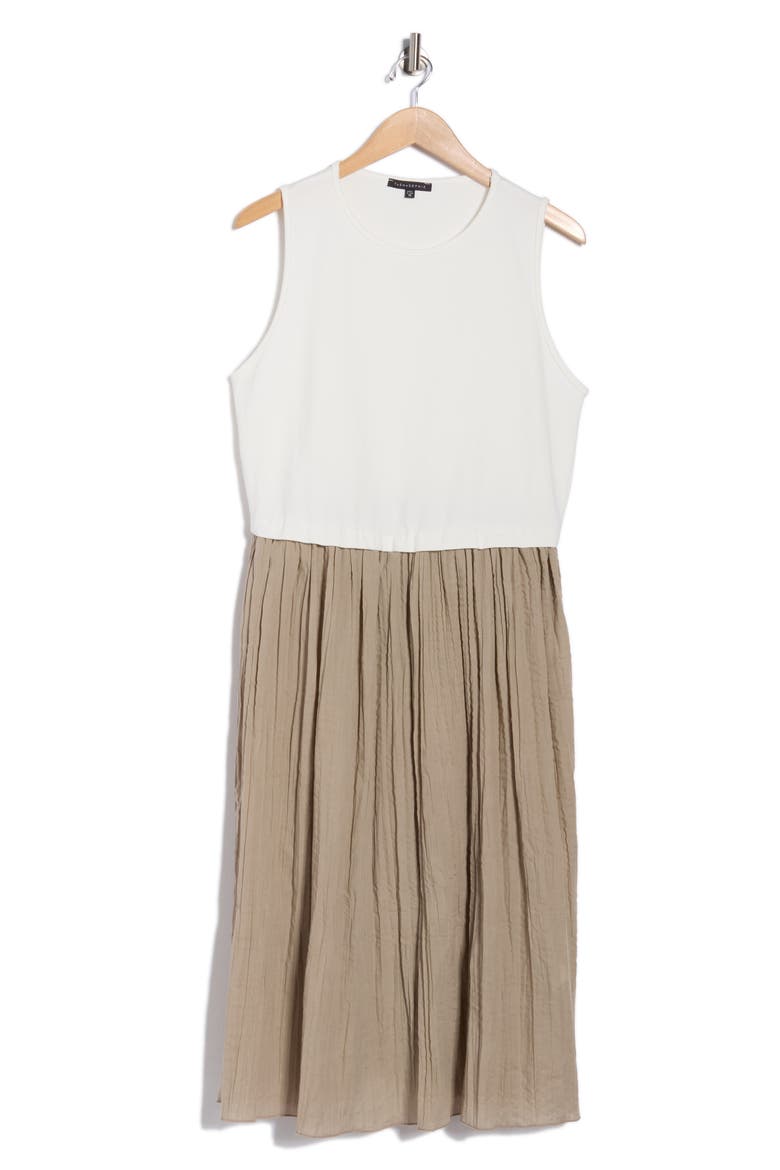 Sleeveless Mixed Media Dress, Alternate, color, IVY/NUDE