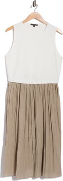 TASH AND SOPHIE Sleeveless Mixed Media Dress
