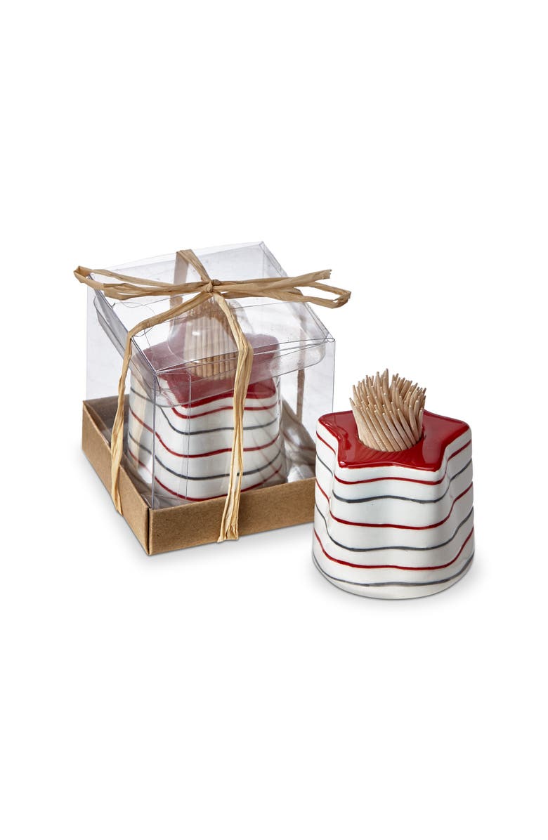 tag Red White Blue Star Stoneware Toothpick Holder Set, Main, color, Multicolored