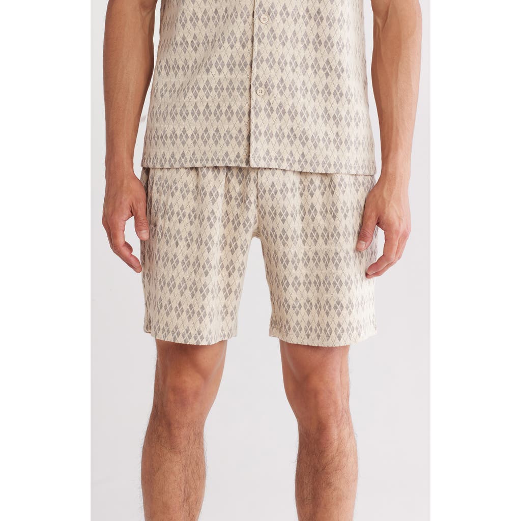 Fleece Factory Argyle Shorts In Creamy Grey