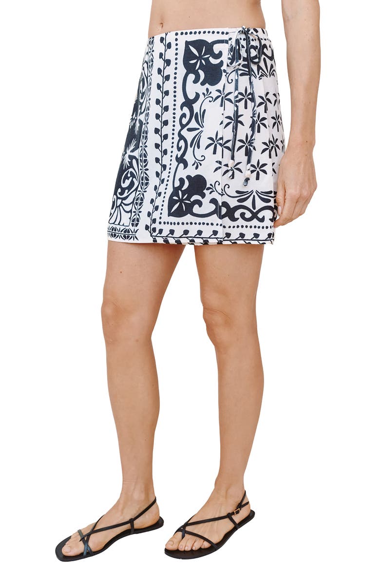 Bandana Print Side Tie Wrap Miniskirt, Alternate, color, TROPICAL BANDANA PRINT