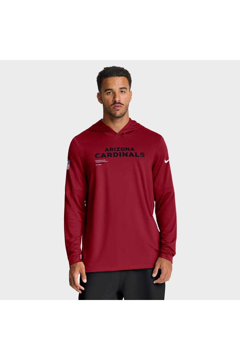 Men's Nike Cardinal Arizona Cardinals Sideline Pure Fury Performance Long Sleeve Hoodie T-Shirt, Alternate, color, Cardinal