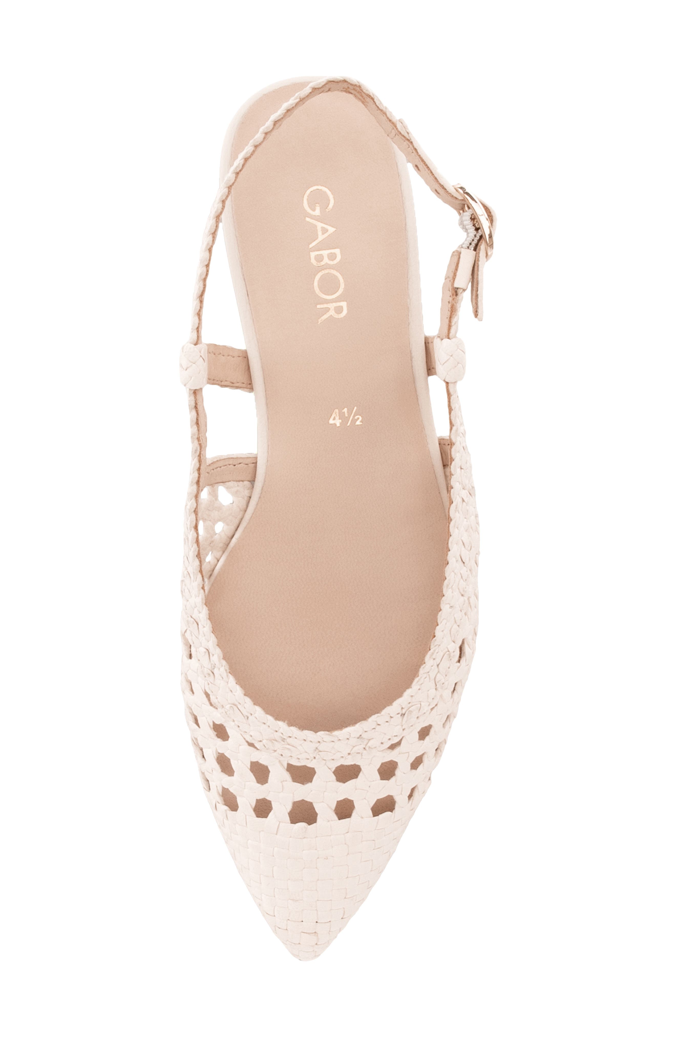 Gabor Pointed Toe Slingback Flat, Alternate, color, Creme