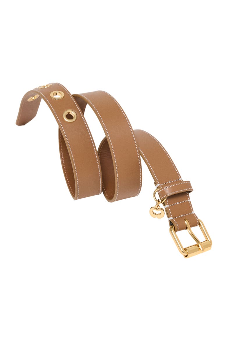 Leather belt with eyelets, Alternate, color, Moka