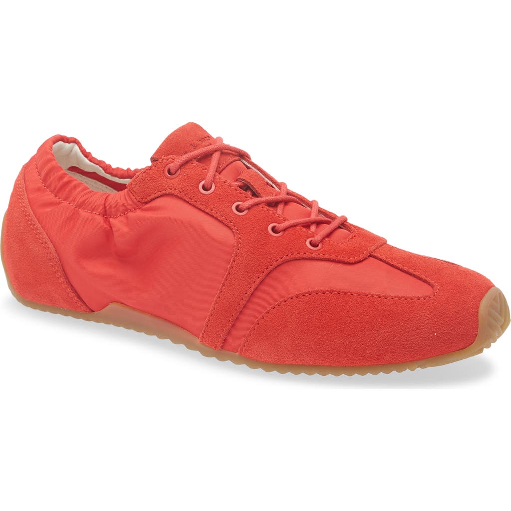 Rag & Bone Emilee Ballet Twill And Suede Slim Runner Sneakers In Red