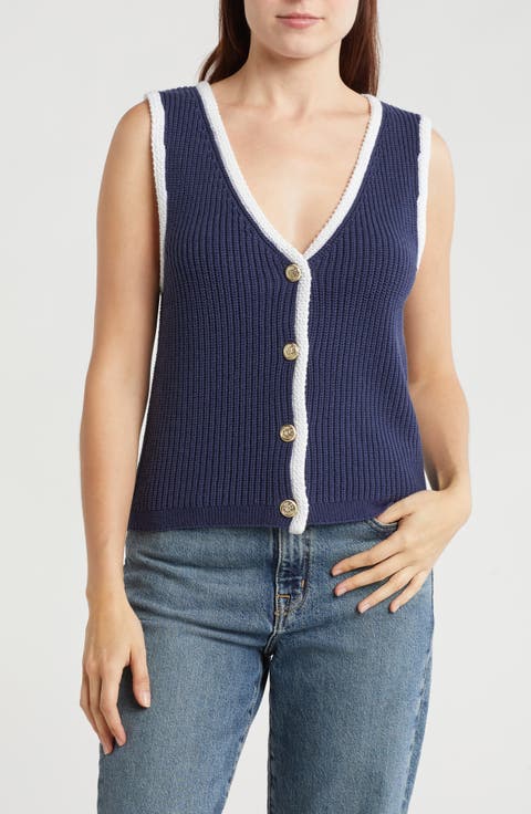 Button Front Sweater Vest