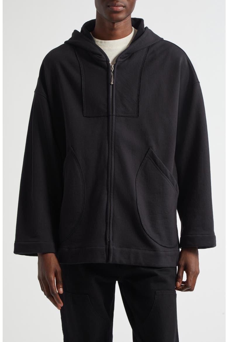 Sideline Cotton Zip-Up Hoodie, Main, color, BLACK