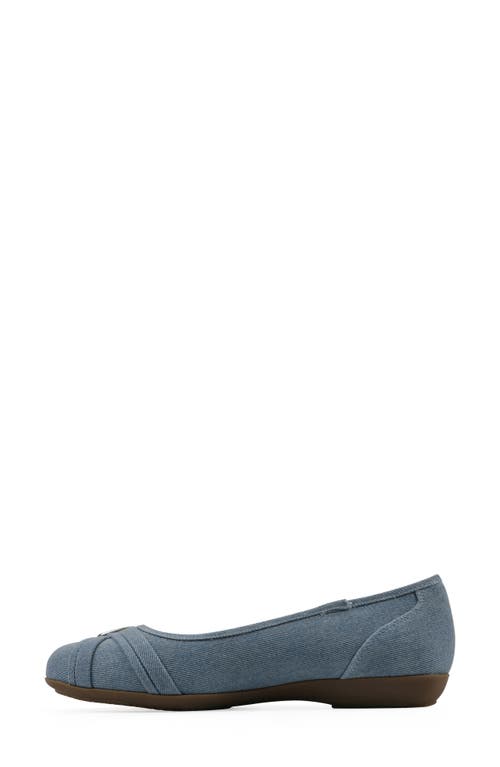 Cliffs By White Mountain Calming Buckle Strap Flat In Denim Blue Fabric