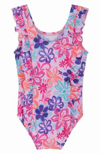 Andy & Evan Ribbed Ruffled One-Piece Swimsuit