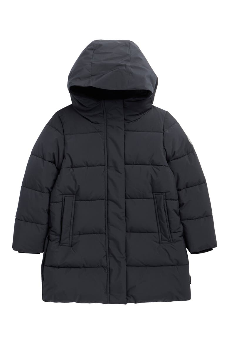 Kids' Trini Channel Quilted Hooded Puffer Jacket, Main, color, BLACK
