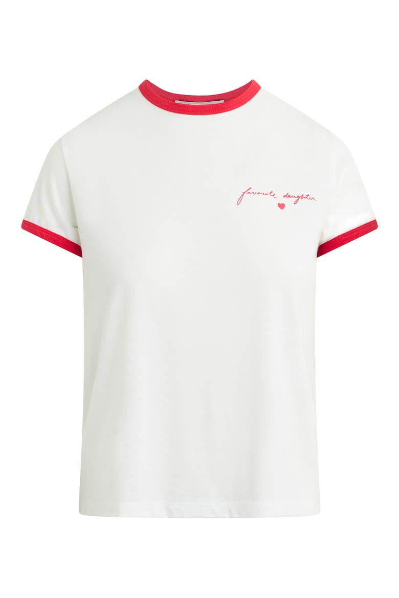 The Signature Crest Ringer T-Shirt, Main, color, WHITE/ ROUGE RED