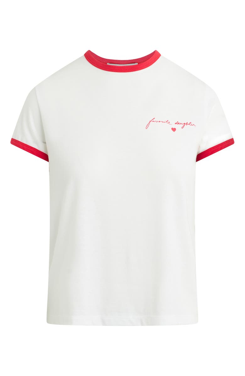 Favorite Daughter The Signature Crest Ringer T-Shirt, Main, color, White/ Rouge Red