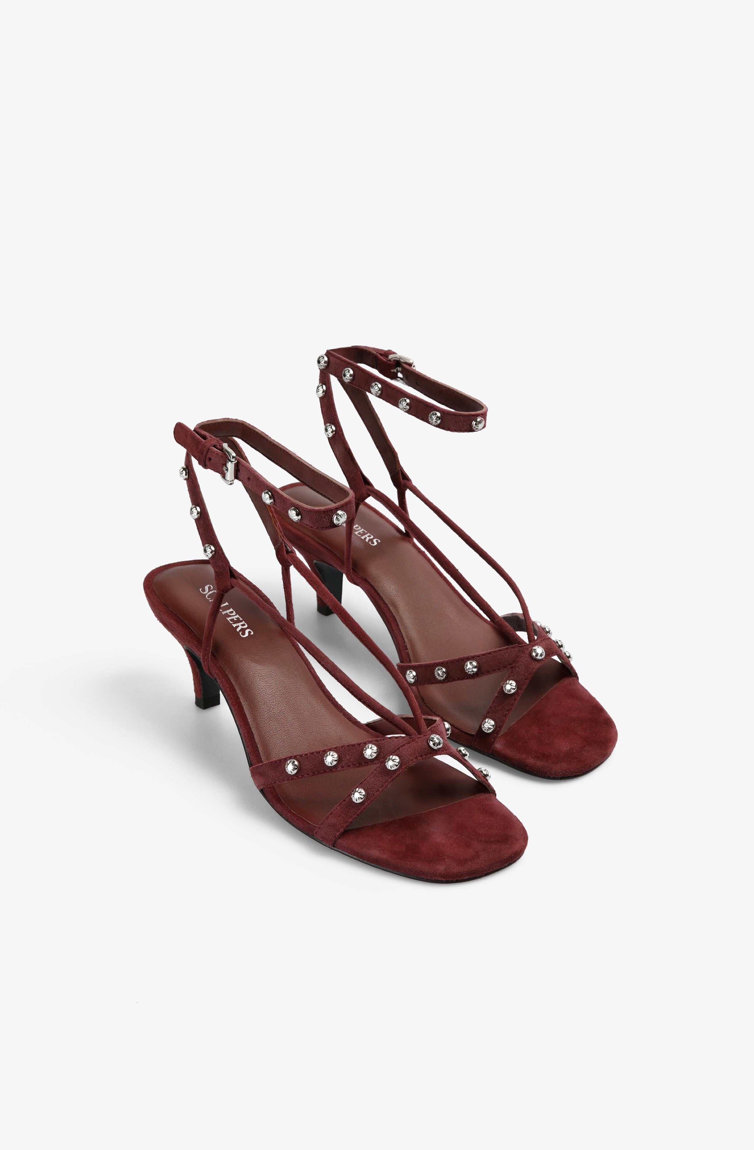 Scalpers Studsheel Sandal, Main, color, Burgundy