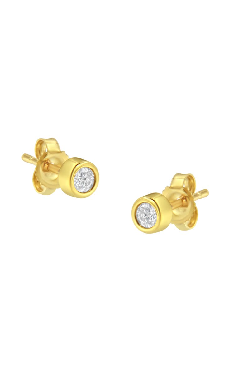 10K Gold 1/7 Ct Round Diamond Bezel- Stud Earrings, Main, color, Yellow