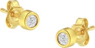 Haus of Brilliance 10K Gold 1/7 Ct Round Diamond Bezel- Stud Earrings