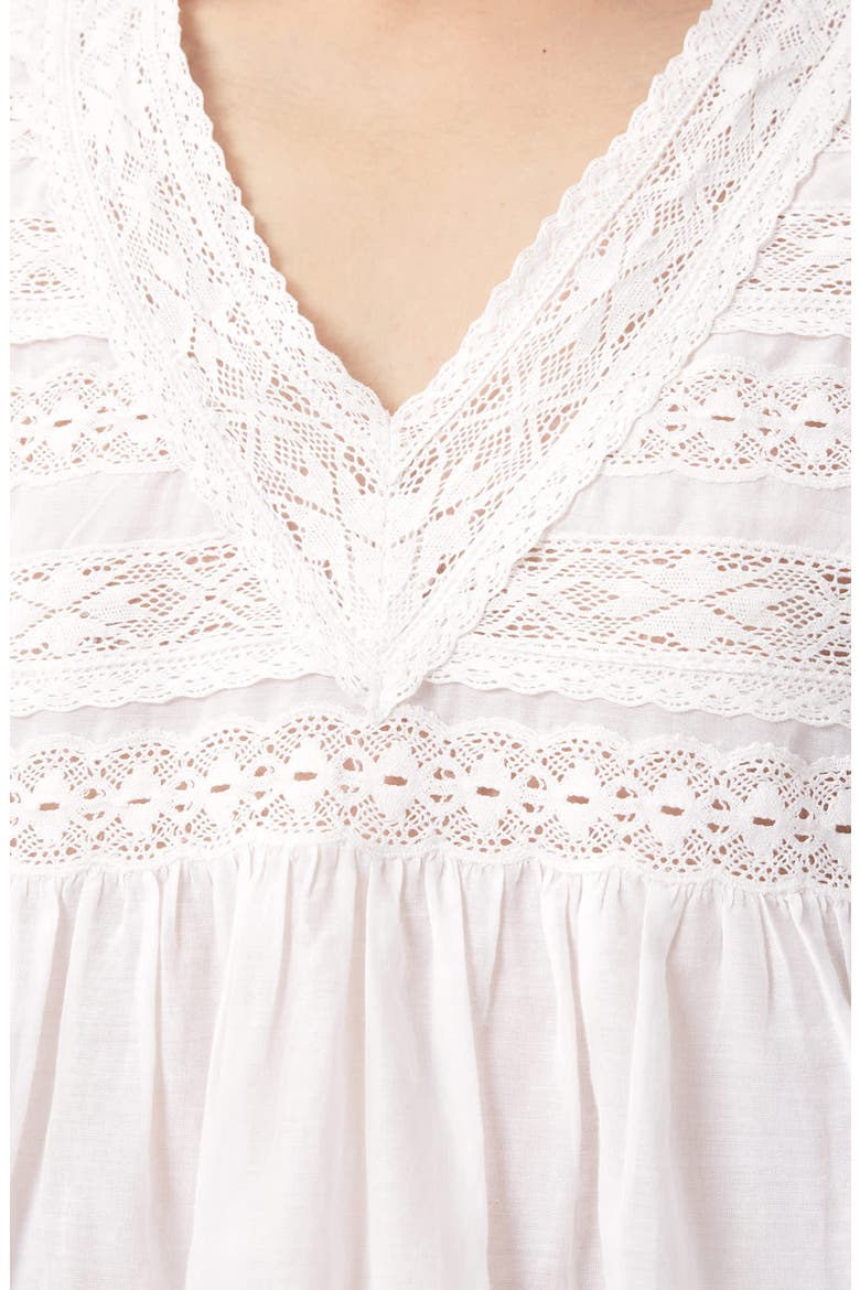 Neneh Lace Trim Eyelet Top, Alternate, color, WHITE