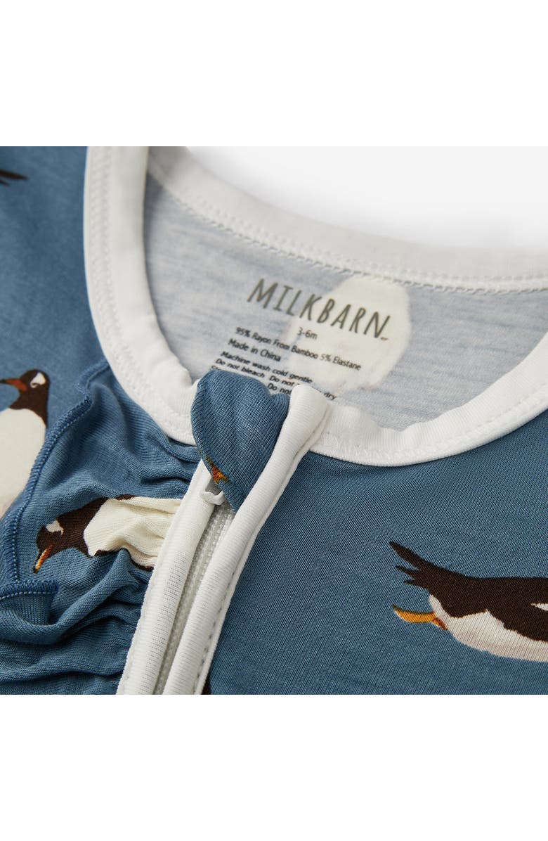 Milkbarn Luxe Stretch Ruffle Footed Romper, Alternate, color, Chipmunk