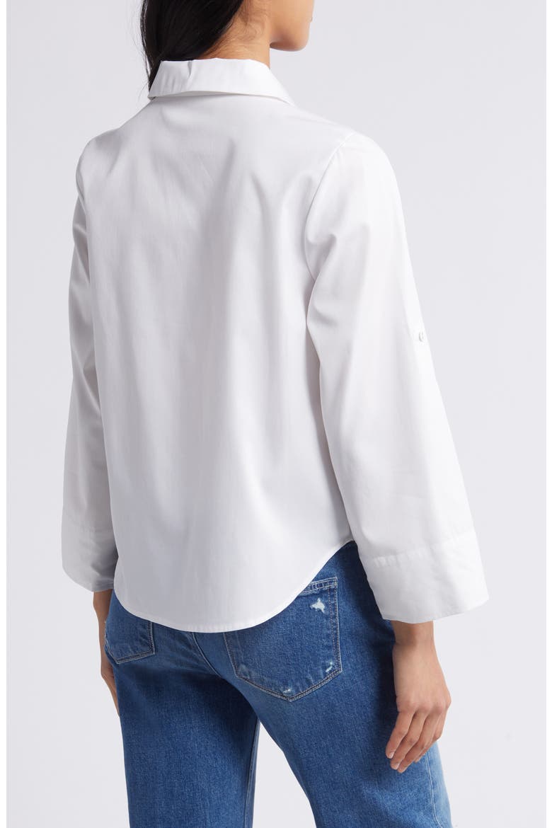Roll Tab Button-Up Shirt, Alternate, color, OFF WHITE