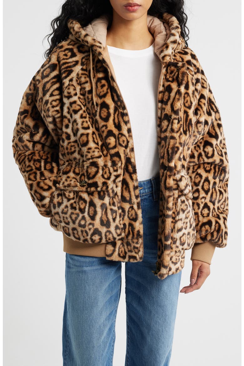 He A Cheetah Manhunt Fleece Zip Hoodie, Main, color, BROWN MULTI