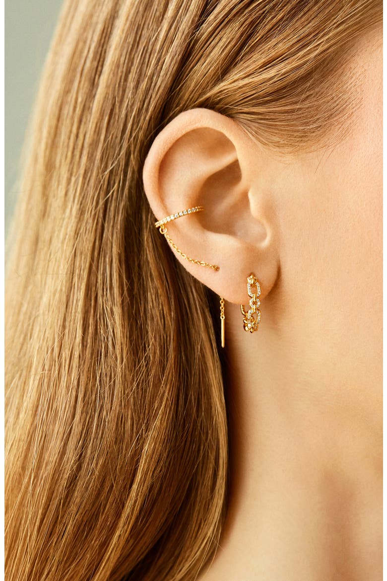 Daisy Hoop Earrings, Alternate, color, GOLD