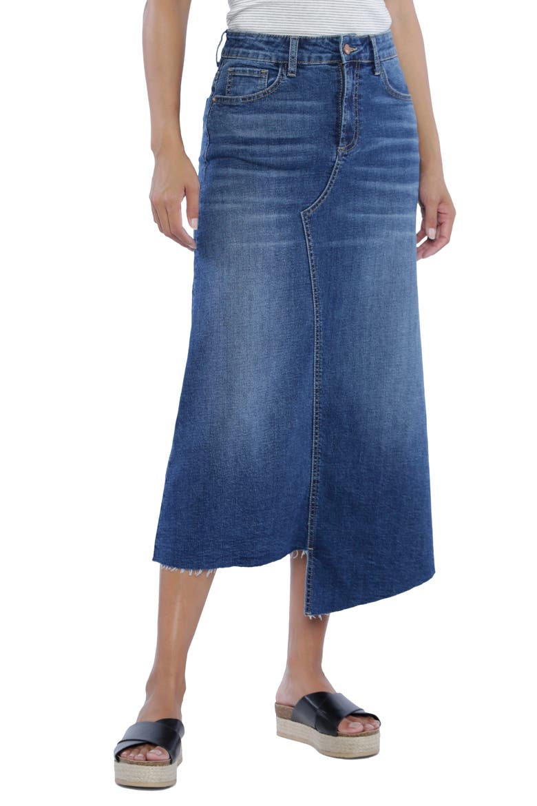 Jagged Denim Skirt, Main, color, CLASSIC BLUE