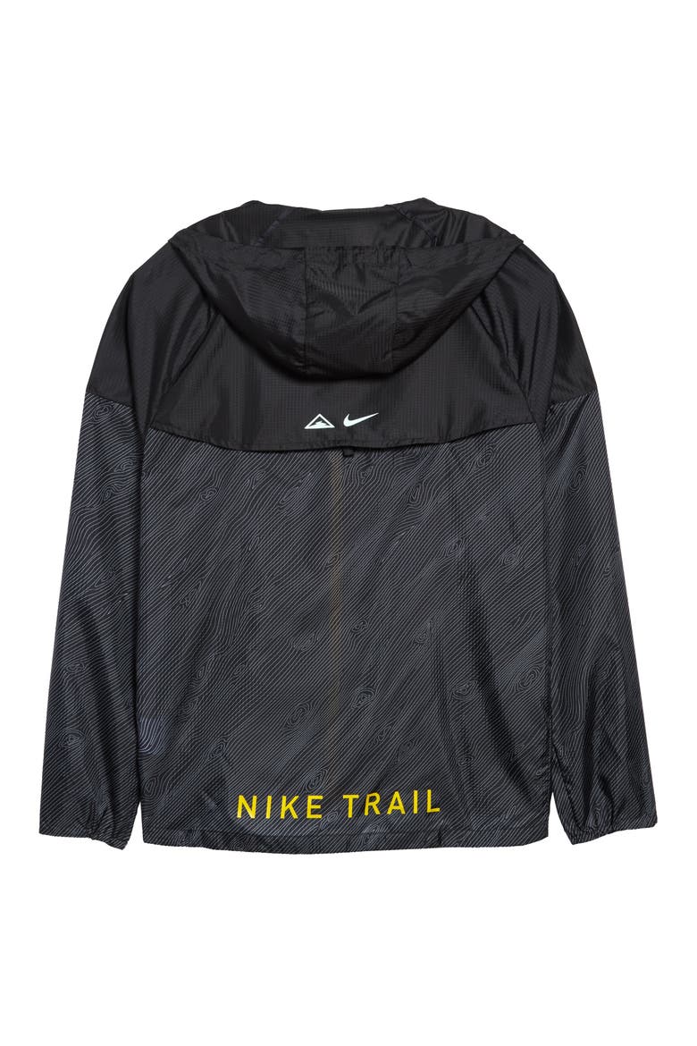 Windrunner Trail Packable Hooded Jacket, Alternate, color, BLACK/ LASER CRIMSON