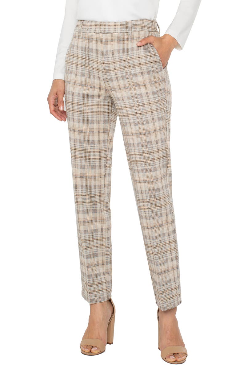Liverpool Los Angeles Kelsey High Waist Trousers, Main, color, Khaki/Cream Campbell Plaid