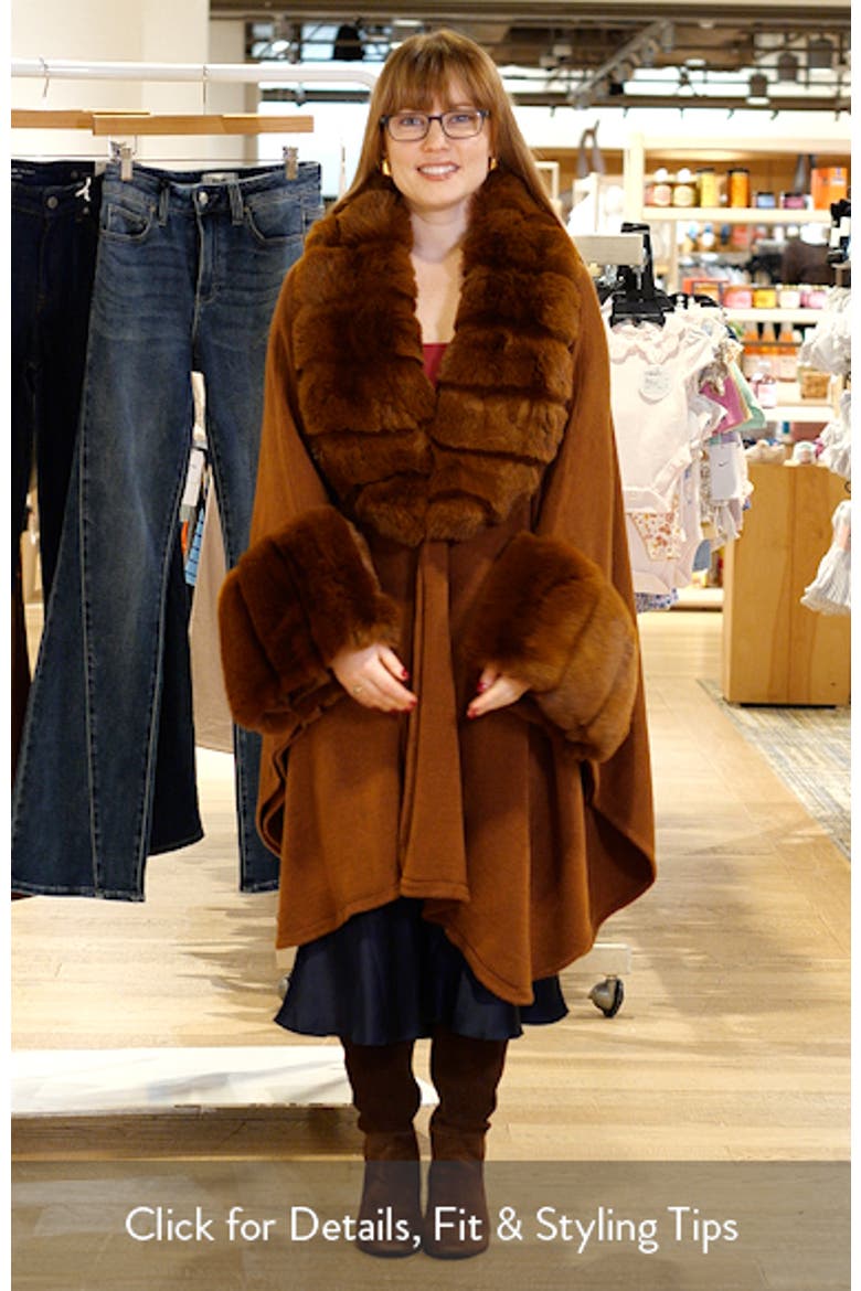 Faux Fur Trim Knit Ruana video