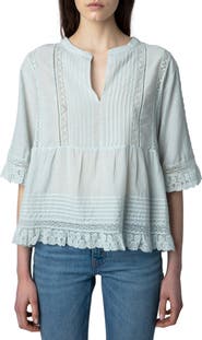 Zadig & Voltaire Tosea Cotton Blend Peplum Blouse