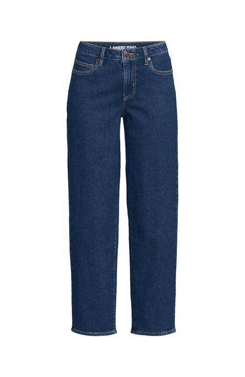 Lands' End Plus Size Soft Denim Mid Rise Relaxed Straight Crop Jeans In Blue