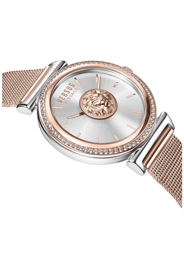 Brick Lane Mesh Strap Watch, 34mm, Alternate, color, ROSE GOLD