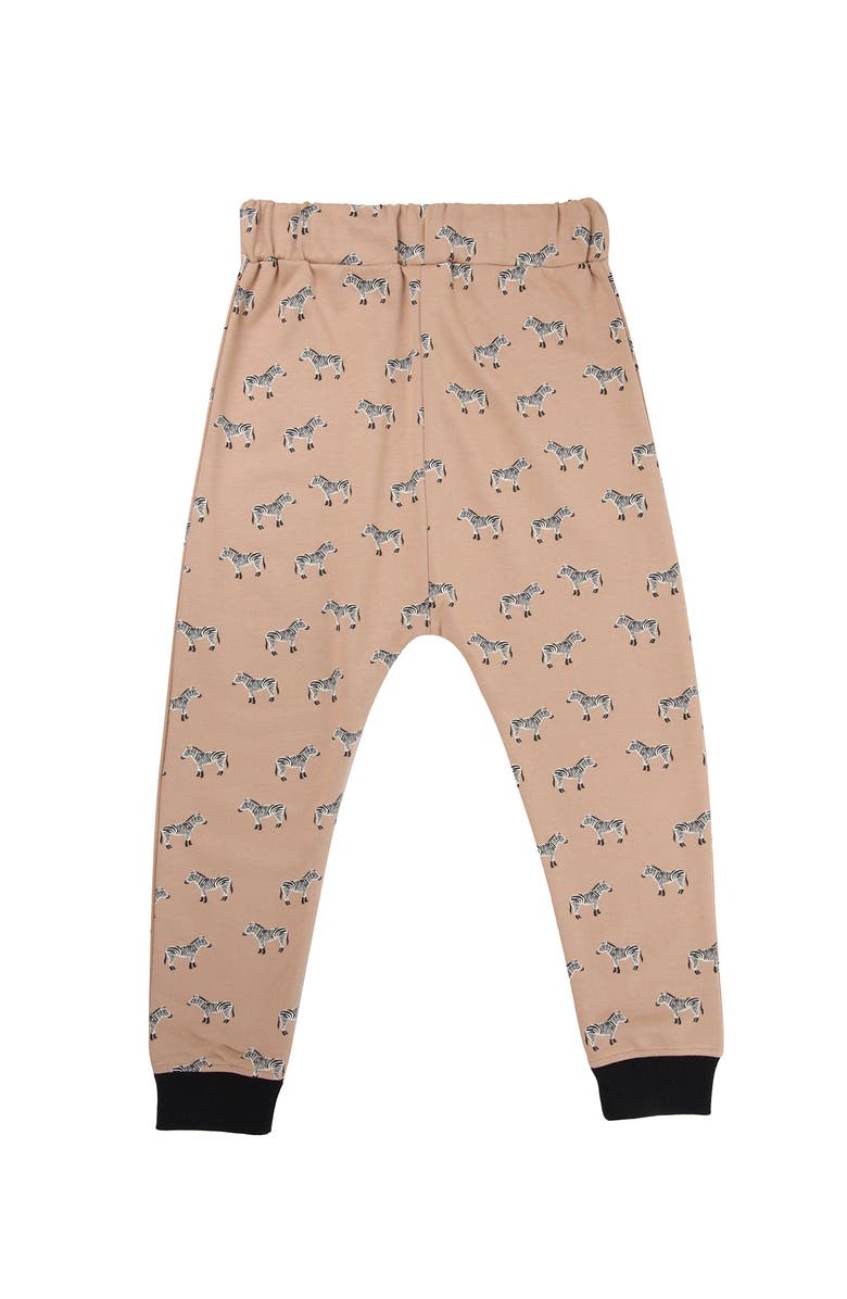 Turtledove London Kids Organic Cotton Zebra Print Joggers, Alternate, color, Beige