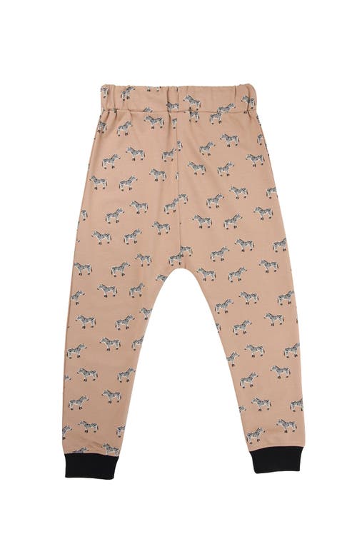 Turtledove London Kids Organic Cotton Zebra Print Joggers In Brown