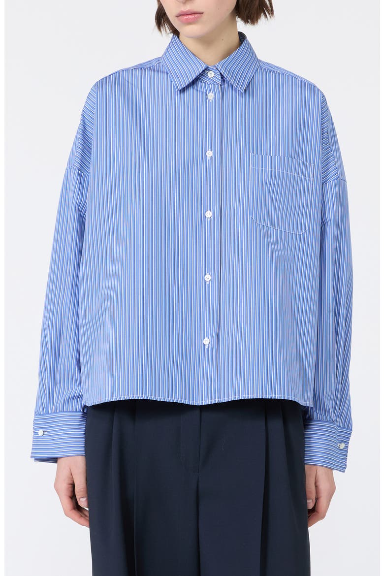 Striped Cotton Shirt, Main, color, CORNFLOWER