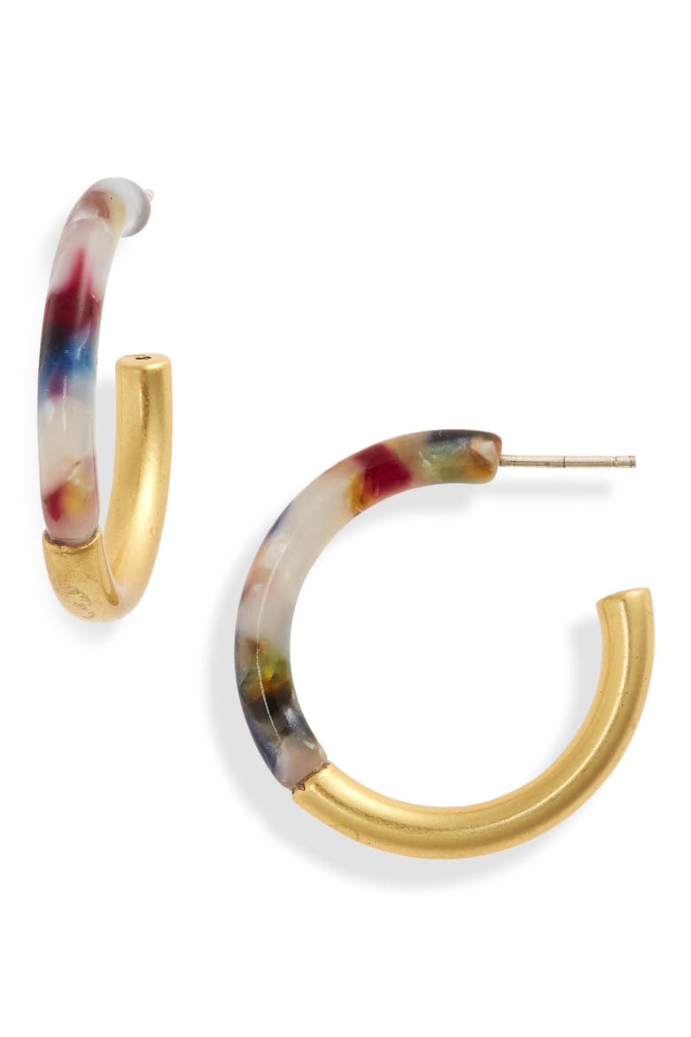 Small Half Acetate Hoop Earrings, Main, color, TORT MULTI