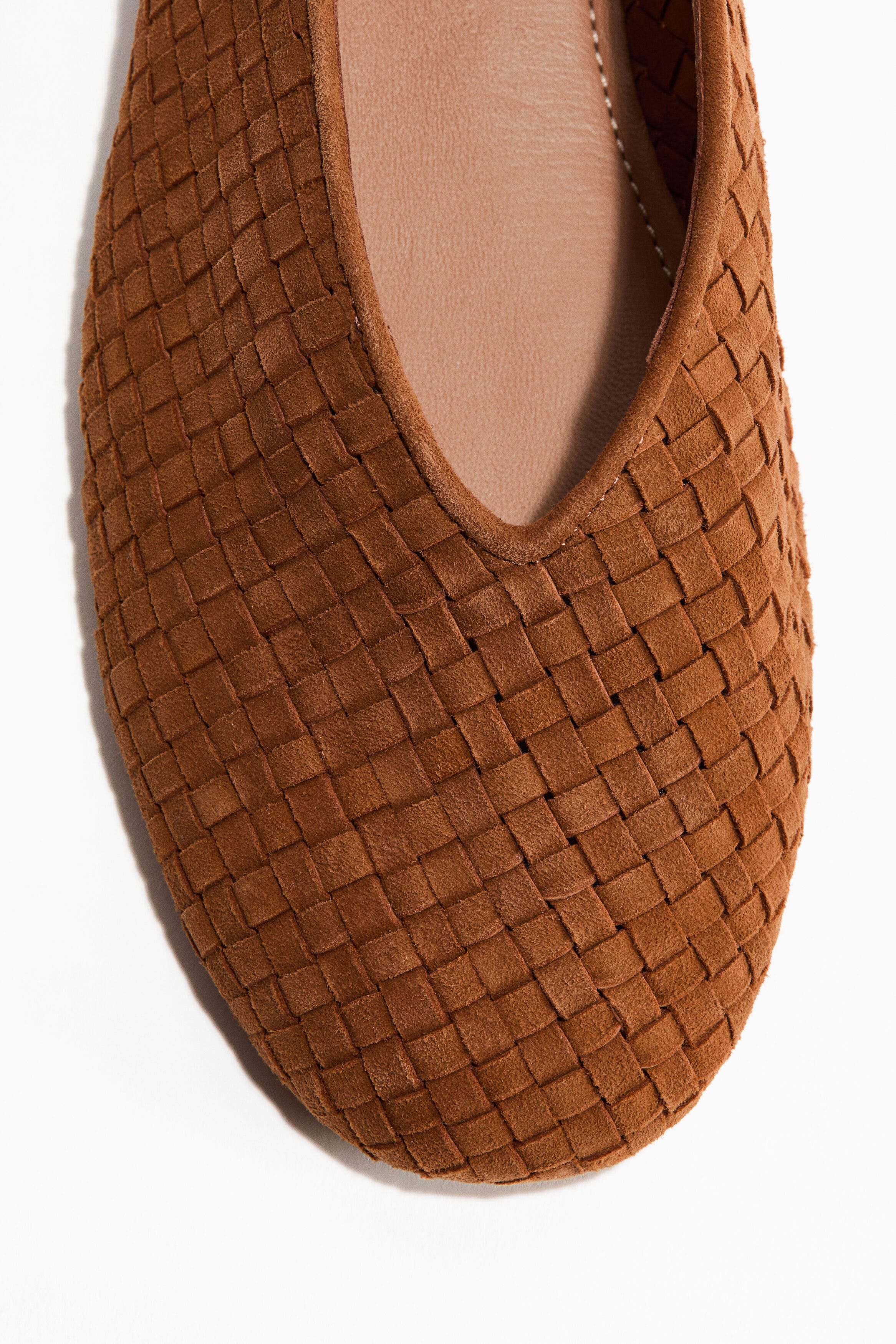 H&M Braided Leather Ballet Flats, Alternate, color, Brown