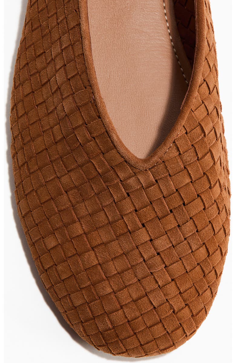H&M Braided Leather Ballet Flats, Alternate, color, Brown