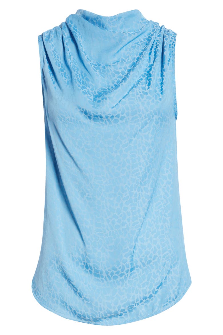 Women's Drape Mock Neck Sleeveless Blouse, Alternate, color, BLUE LAKE
