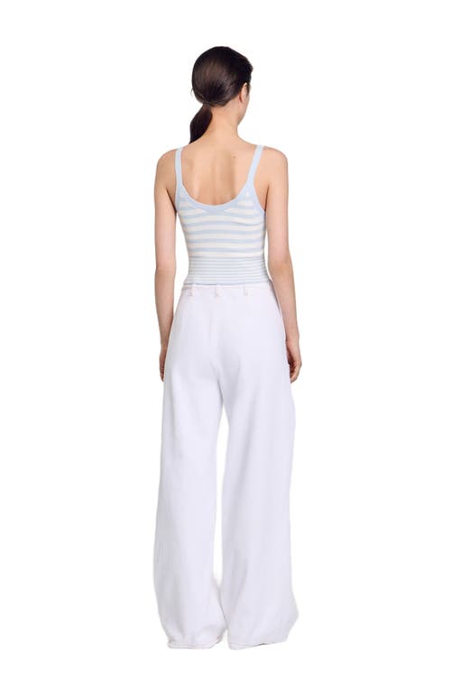 Sandro Bordeaux Striped Knit Tank Top In Sky Blue