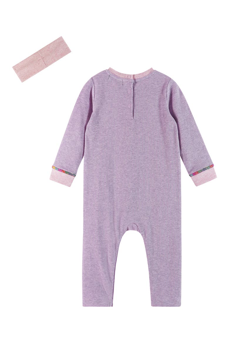 SMILEY® Romper & Headband Set, Alternate, color, PURPLE SMILEY