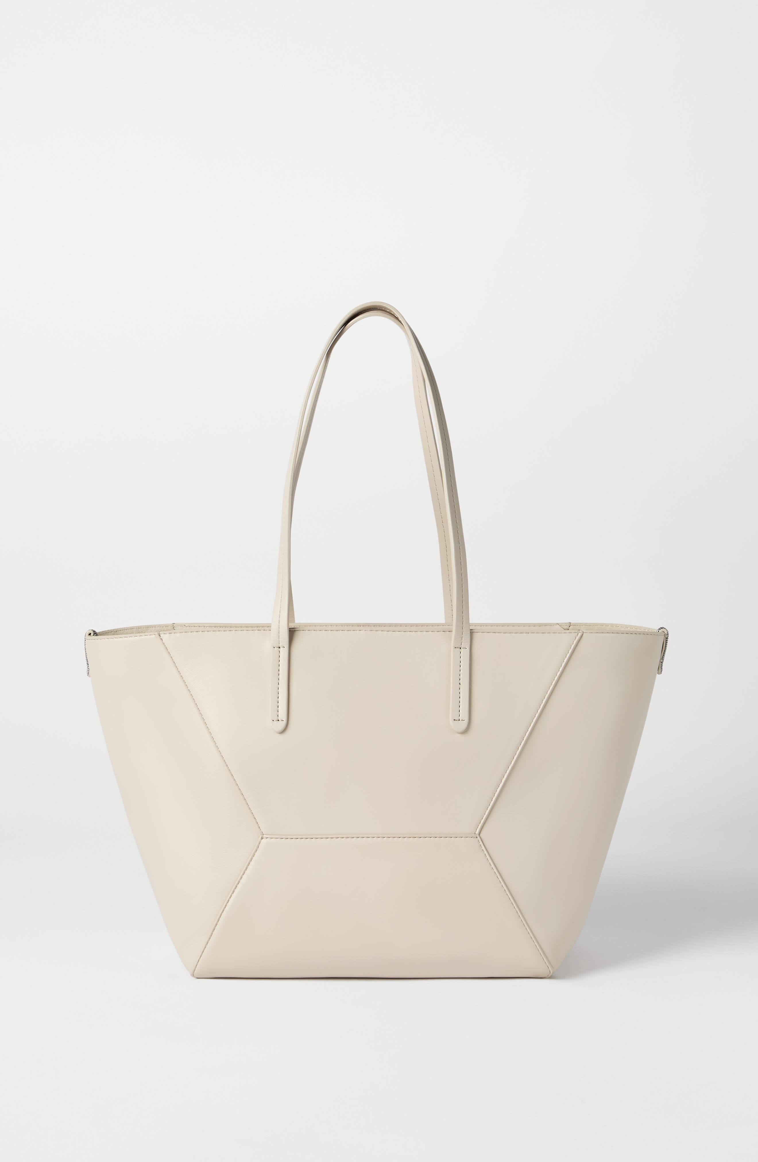 Brunello Cucinelli Calfskin small BC Duo bag, Alternate, color, Ivory