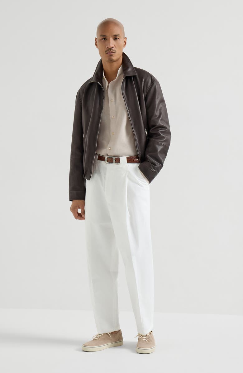 Brunello Cucinelli Nappa leather jacket, Alternate, color, Chocolate