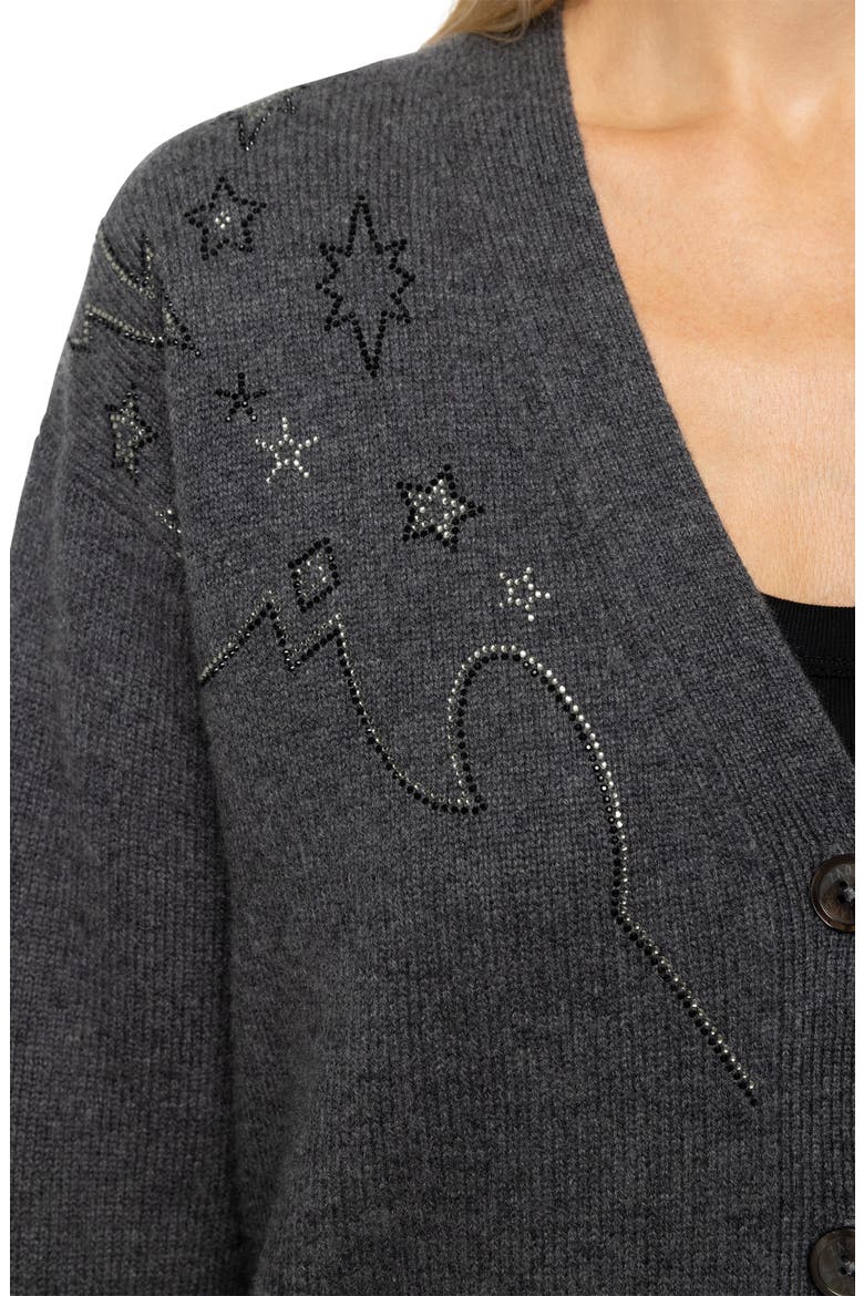 Mirkaz Strass Cashmere Cardigan, Alternate, color, ANTHRACITE