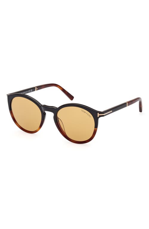 Tom Ford 51mm Gradient Round Sunglasses In Havana/amber