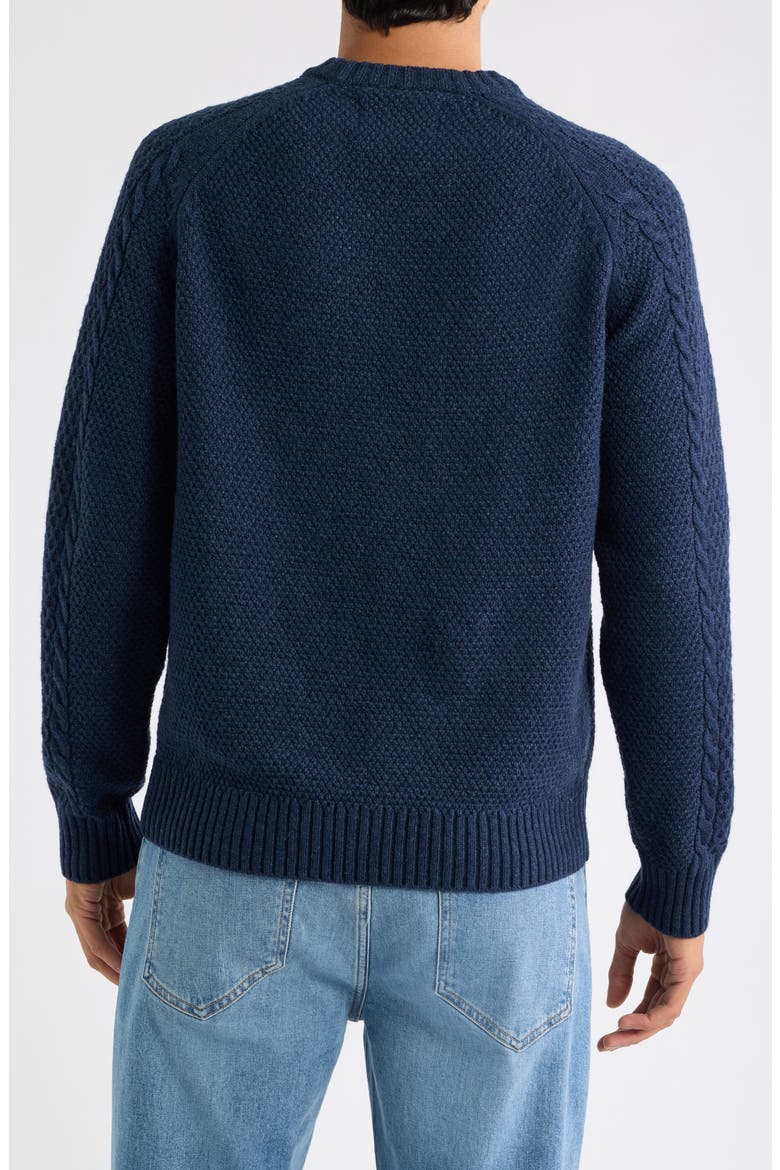 Waffle Knit Crewneck Sweater, Alternate, color, NAVY